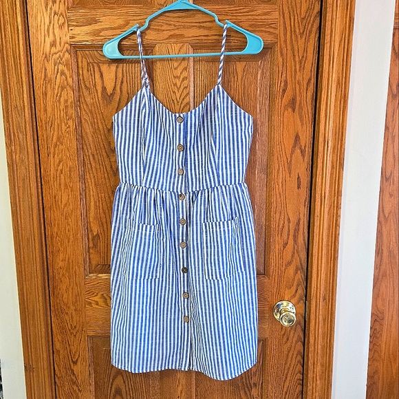 Striped Summer Sleeveless Button Down Cotton Dress 💲BUNDLE AND SAVE BIG💲 - Picture 2 of 3